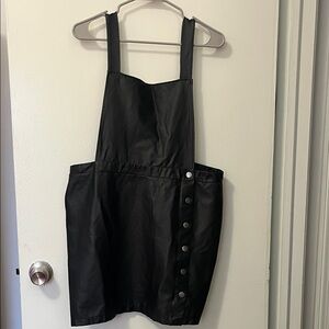 WILD FABLE Black Faux Leather Button-Down Overalls Mini Dress, Sz XL